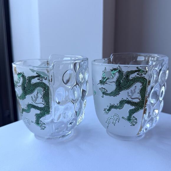 SELETTI Set Of 4 Glasses Hybrid Design Ctrlzak Chinese Dragon Green Aglaura - Picture 9 of 12